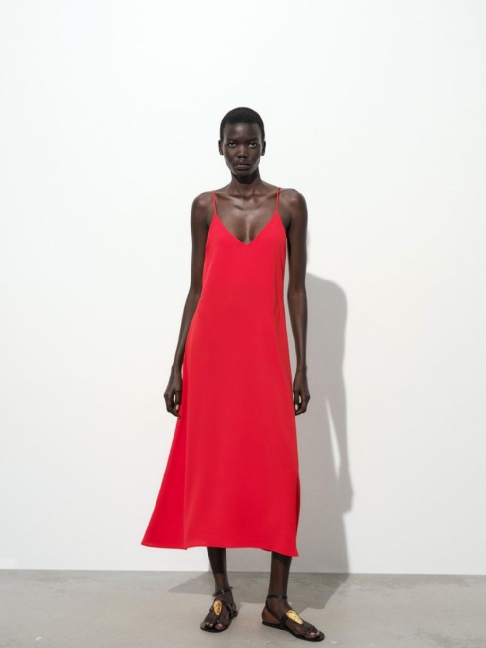 ZARA FLOWY LONG RED DRESS Sz. M